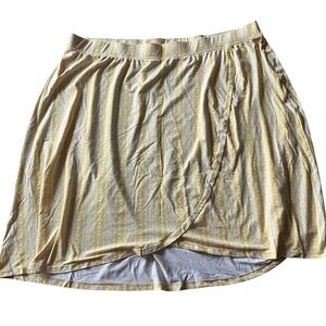 Comfort Code Cuddl Duds Skirt 3X Yellow White Geo Print Pull On Tulip Faux‎ Wrap